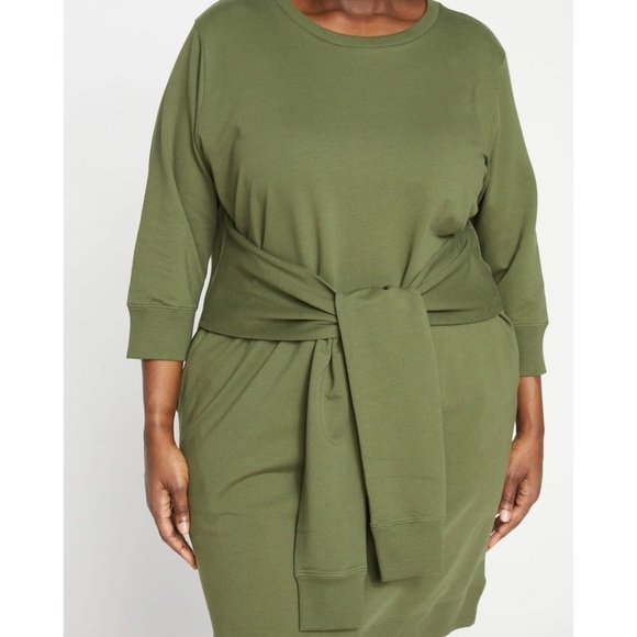 Universal Standard Misa Tie Sweatshirt Dress in Green Size M or US 18-20 - Picture 2 of 11